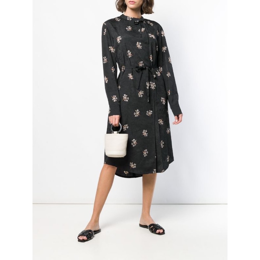 Vince Tossed Bouquet Tie Neck midi Dress